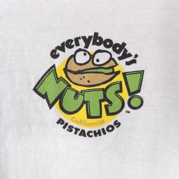 Vintage Pistachio Nut T Shirt Mens Size XL White Y2K Everybodys Nuts Snack Tee - Picture 4 of 6